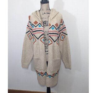 NWT Passenger Palumbo Cardigan Nordic Isle Print Hood Off-White Lounge L